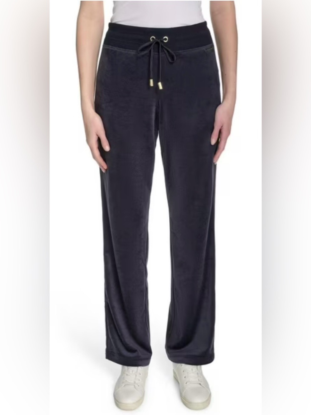 🫐NWT🫐Halston Navy Blue Ribbed Velour Pants - Picture 4 of 13